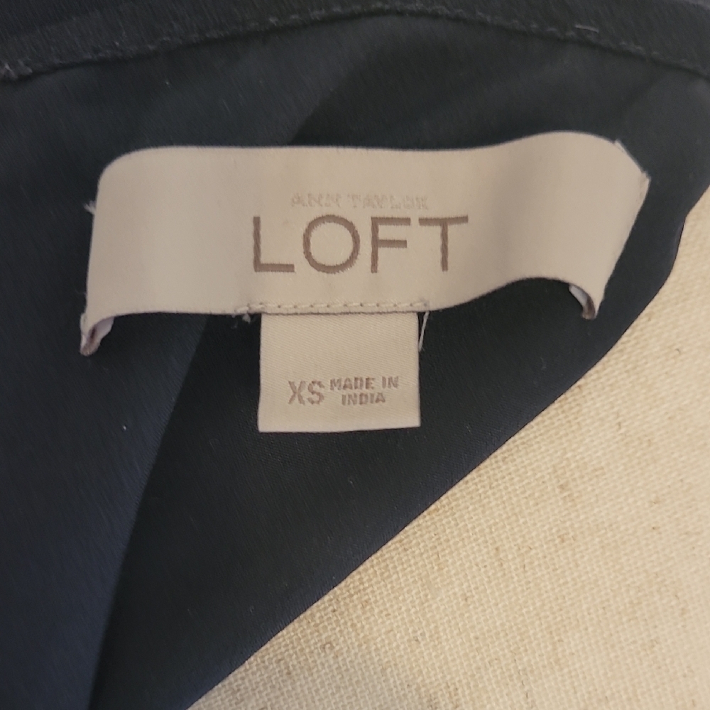 LOFT Navy Mini Dress with Lace Accents - Picture 2 of 6
